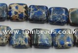 CAT53 15.5 inches 16*16mm square dyed natural aqua terra jasper beads