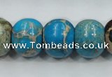 CAT64 15.5 inches 15*18mm rondelle dyed natural aqua terra jasper beads