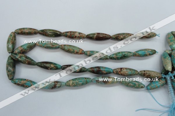 CAT80 15.5 inches 10*30mm rice dyed natural aqua terra jasper beads