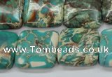 CAT90 15.5 inches 20*20mm square dyed natural aqua terra jasper beads