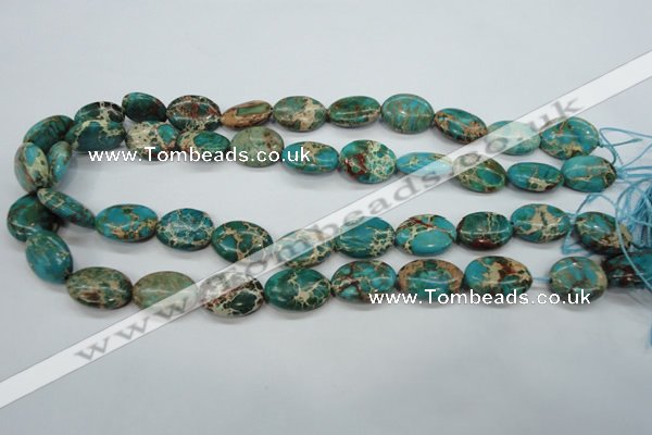 CAT98 15.5 inches 13*18mm oval dyed natural aqua terra jasper beads