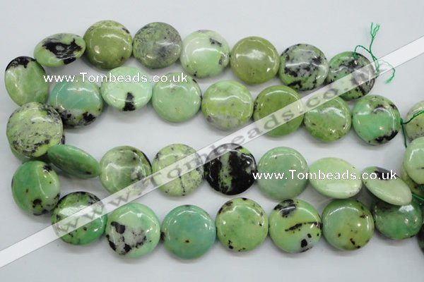 CAU203 15.5 inches 25mm flat round Australia chrysoprase beads