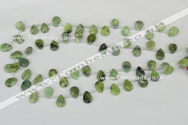 CAU42 10*14mm top-drilled flat teardrop australia chrysoprase beads