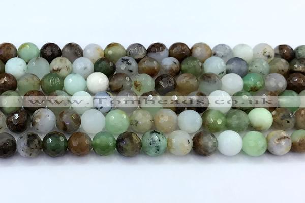 CAU561 15 inches 8mm faceted round Australia chrysoprase beads