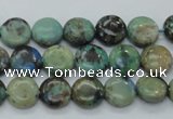 CAZ05 15.5 inches 10mm flat round natural azurite gemstone beads