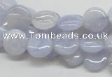 CBC12 15.5 inches 12mm flat round blue chalcedony beads wholesale