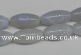 CBC25 15.5 inches 10*20mm rice blue chalcedony beads wholesale