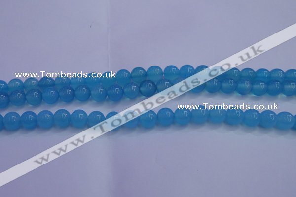 CBC262 15.5 inches 8mm AA grade round ocean blue chalcedony beads