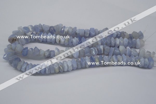 CBC32 15.5 inches 6*13mm faceted nuggets blue chalcedony beads