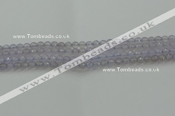 CBC435 15.5 inches 6mm faceted round purple chalcedony beads