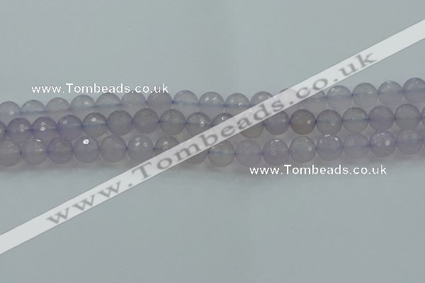 CBC437 15.5 inches 10mm faceted round purple chalcedony beads