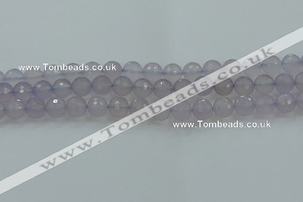 CBC438 15.5 inches 12mm faceted round purple chalcedony beads