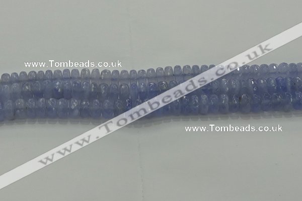 CBC447 15.5 inches 6*10mm faceted rondelle blue chalcedony beads