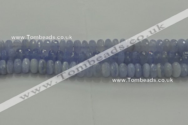 CBC448 15.5 inches 7*12mm faceted rondelle blue chalcedony beads