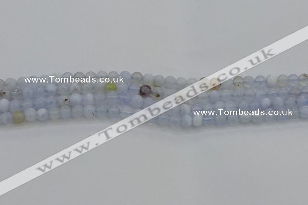 CBC460 15.5 inches 4mm round blue chalcedony gemstone beads