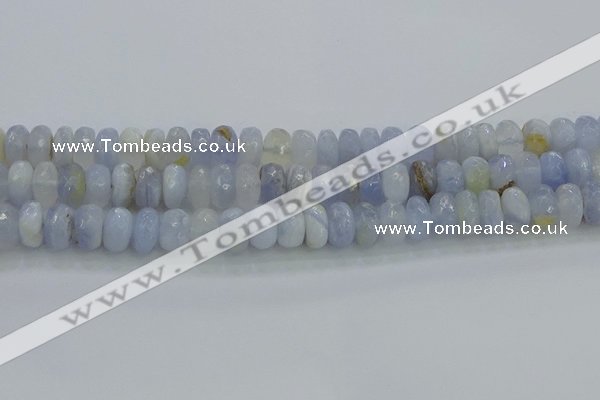 CBC466 15.5 inches 6*10mm faceted rondelle blue chalcedony beads