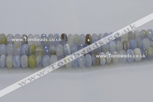 CBC467 15.5 inches 7*12mm faceted rondelle blue chalcedony beads