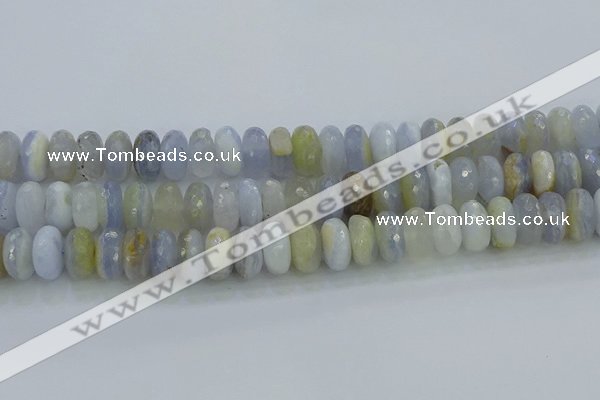 CBC468 15.5 inches 8*14mm faceted rondelle blue chalcedony beads