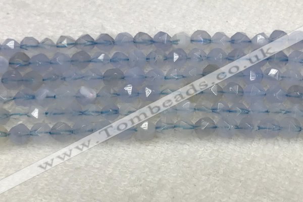 CBC740 15.5 inches 6mm faceted nuggets blue chalcedony beads