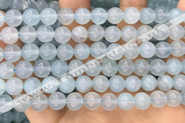 CBC810 15.5 inches 8mm round blue chalcedony gemstone beads