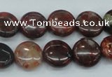 CBD05 15.5 inches 15mm flat round brecciated jasper gemstone beads