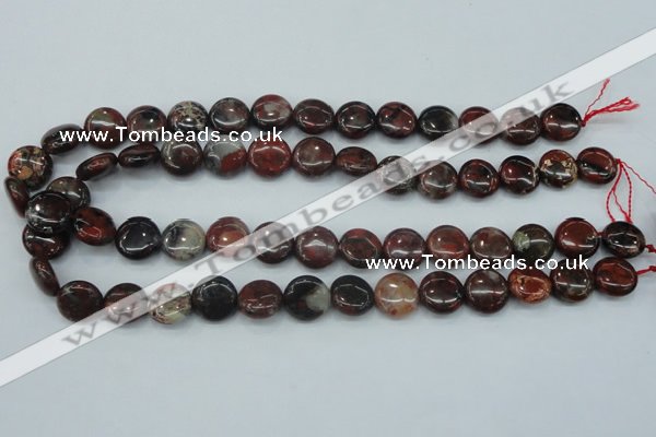 CBD05 15.5 inches 15mm flat round brecciated jasper gemstone beads