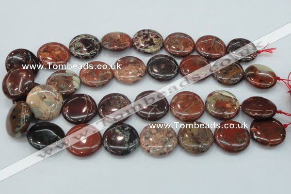CBD07 15.5 inches 25mm flat round brecciated jasper gemstone beads