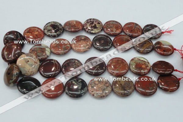 CBD07 15.5 inches 25mm flat round brecciated jasper gemstone beads