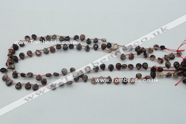 CBD15 6*8mm top-drilled teardrop brecciated jasper gemstone beads