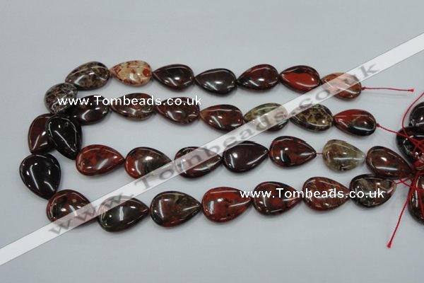 CBD34 15.5 inches 18*25mm flat teardrop brecciated jasper gemstone beads