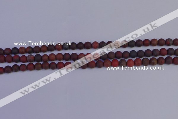 CBD361 15.5 inches 6mm round matte poppy jasper beads wholesale