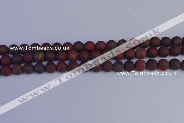 CBD363 15.5 inches 10mm round matte poppy jasper beads wholesale