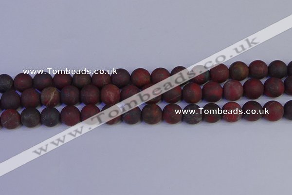 CBD364 15.5 inches 12mm round matte poppy jasper beads wholesale