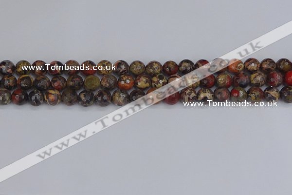 CBD370 15.5 inches 8mm faceted round brecciated jasper beads