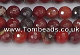 CBD376 15.5 inches 6mm faceted round poppy jasper beads