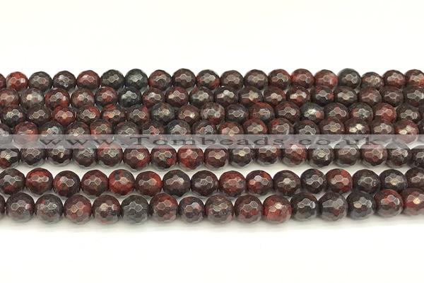 CBD390 15 inches 6mm faceted round brecciated jasper beads