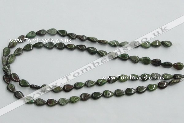 CBG08 15.5 inches 8*12mm flat teardrop bronze green gemstone beads