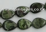 CBG09 15.5 inches 13*18mm flat teardrop bronze green gemstone beads