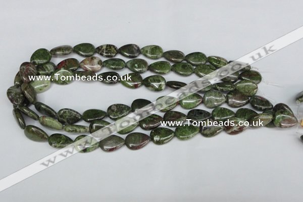 CBG09 15.5 inches 13*18mm flat teardrop bronze green gemstone beads