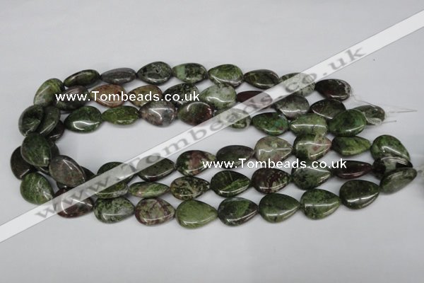 CBG10 15.5 inches 15*20mm flat teardrop bronze green gemstone beads