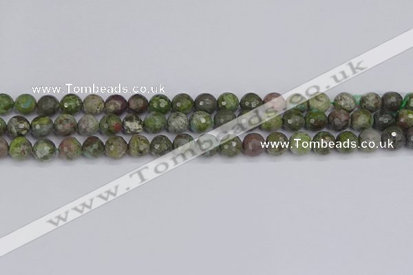 CBG102 15.5 inches 8mm faceted round bronze green gemstone beads