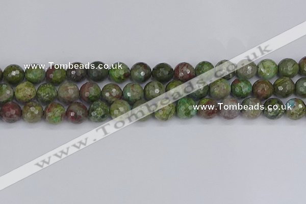 CBG104 15.5 inches 12mm faceted round bronze green gemstone beads