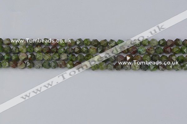 CBG108 15.5 inches 6mm faceted nuggets bronze green gemstone beads