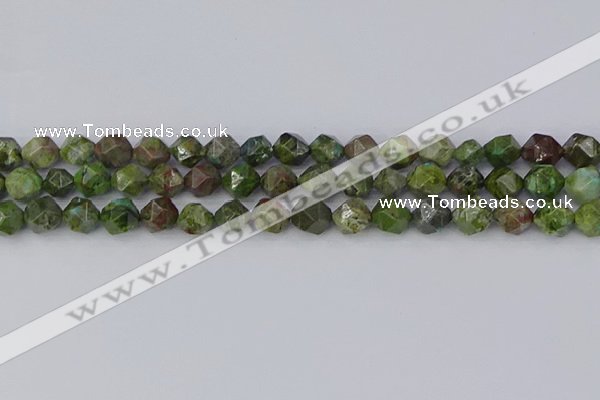 CBG109 15.5 inches 8mm faceted nuggets bronze green gemstone beads