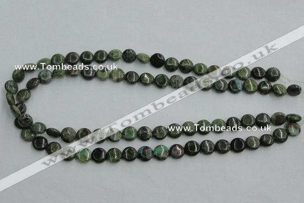 CBG12 15.5 inches 8mm flat round bronze green gemstone beads