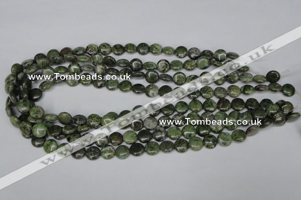 CBG14 15.5 inches 10mm flat round bronze green gemstone beads