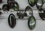 CBG25 Top-drilled 10*18mm marquise bronze green gemstone beads