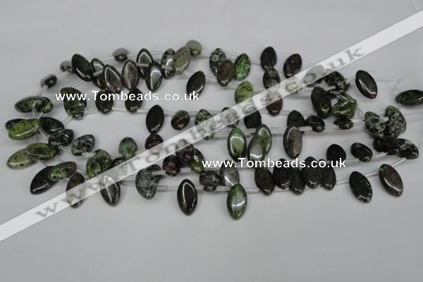 CBG25 Top-drilled 10*18mm marquise bronze green gemstone beads