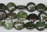 CBG35 15.5 inches 14mm flat round bronze green gemstone beads
