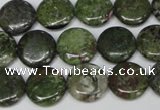 CBG36 15.5 inches 16mm flat round bronze green gemstone beads